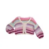 Saachi Women's Reversible Rainbow Pullover Pink Multi Sweater In Pink