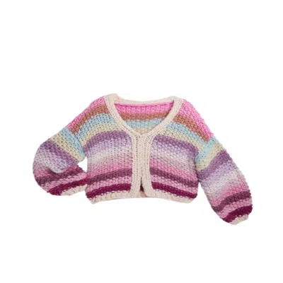 Saachi Women's Reversible Rainbow Pullover Pink Multi Sweater