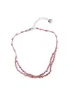 Saachi Women's Rose Gold Beaded Crochet Choker Pink Necklace In Gold