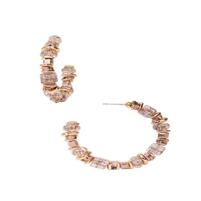 Saachi Women's Rose Gold Beaded Crystal Hoop Rose Earring