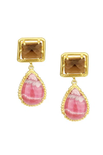 Saachi Women's Rose Gold Smokey Topaz & Rose Agate Earring