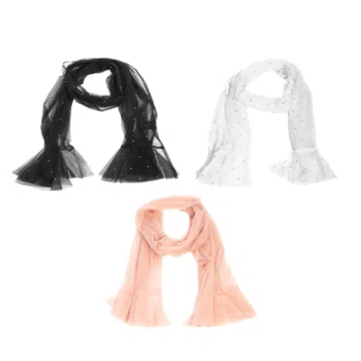 Saachi Women's Sheer Crystal Pink Scarf