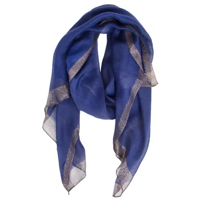 Saachi Women's Shimmer Border Royal Blue Scarf