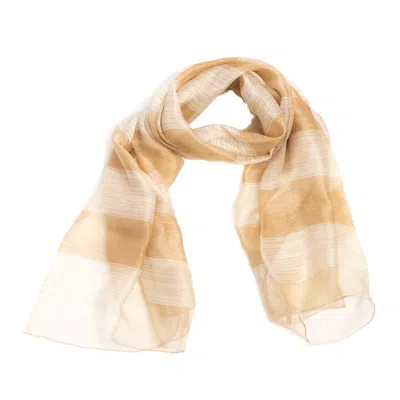 Saachi Women's Silk Wool Shimmering Striped Brown Scarf