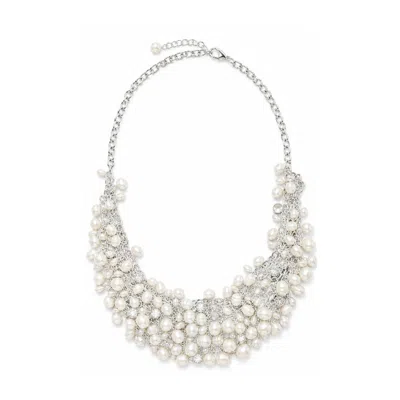 Saachi Women's Silver Cascading Pearl Statement Necklace