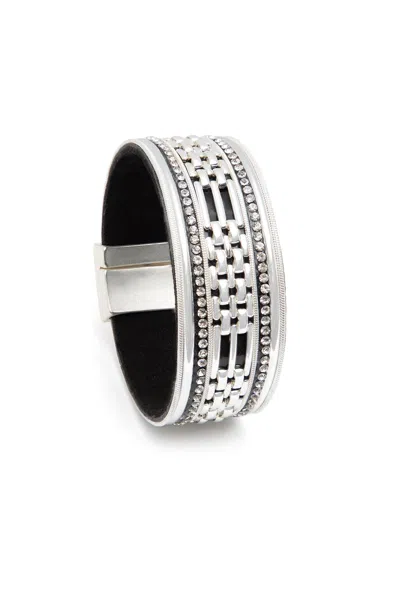 Saachi Women's Silver Chain Link Crystal Bracelet