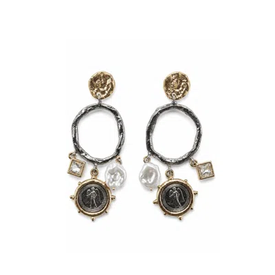 Saachi Women's Silver / Gold Celestial Coin Drop Earrings In Silver/gold