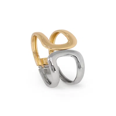 Saachi Modern Muse Two-tone Cuff Bracelet In Metallic