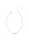 Saachi Women's Silver Metallic Taupe Leather Choker With Crystal
