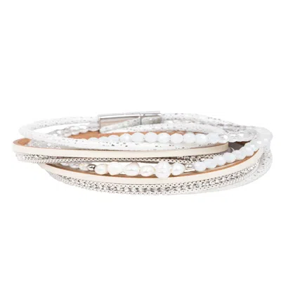 Saachi Women's Silver Serilda Leather Bracelet