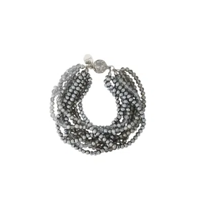 Saachi Women's Simply Crystal Beaded Grey Bracelet
