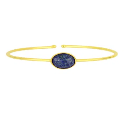 Saachi Women's Single Gemstone Cuff Blue Bracelet