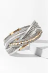 Saachi Women's Stark Mixed Bead Leather Bracelet In Silver In Gray