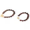 Saachi Women's Stone Pearl Stretch Brown Bracelet Set In Brown