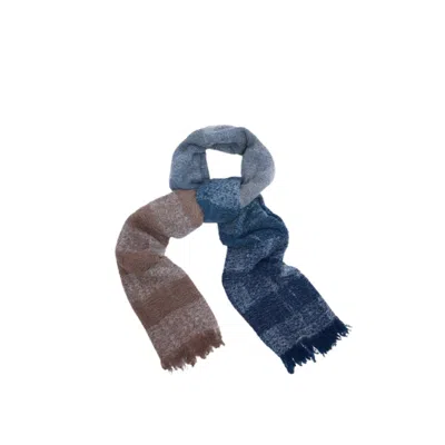Saachi Women's Striped Fringed Ombre Grey Scarf In Blue