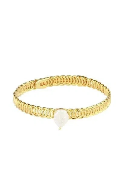 Saachi Women's Teardrop Stone Bangle White Bracelet