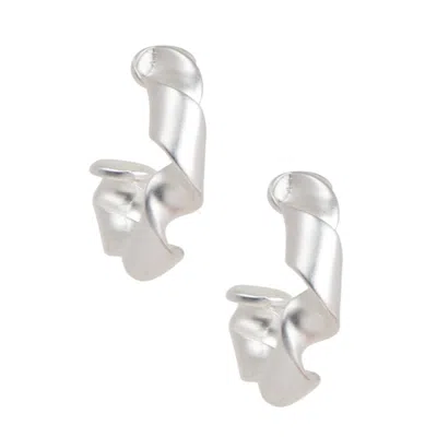 Saachi Women's Twisted Hoop Silver Earrings