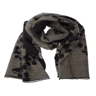 Saachi Women's Two Color Floral Reversible Black Scarf