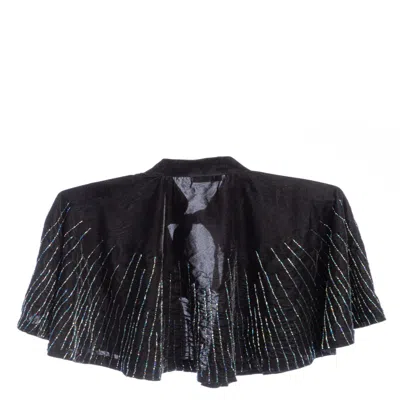 Saachi Women's Velvet Crush Embellished Black Capelet