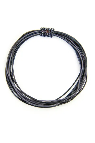 Saachi Women's Vintage Multi Strand Din Choker Black Necklace