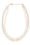 Saachi Women's White Beaded Layered Gold And Silver Necklace