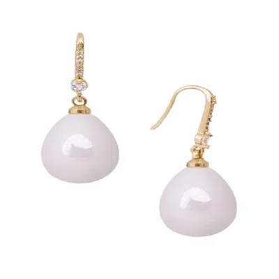 Saachi Women's White Colored Pearl Dangle Ivory Earrings In Gold