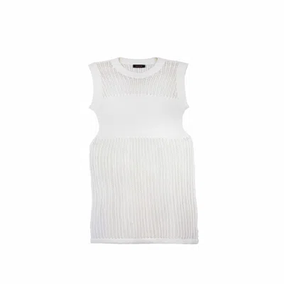 Saachi Women's White Cotton Crochet Cover Up Split Hem Kaftan