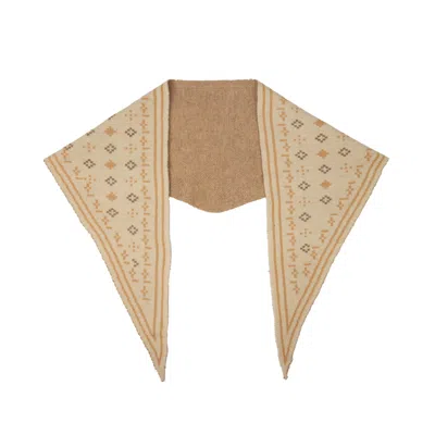 Saachi Women's White Foulard Knit Triangle Cream Scarf In Neutral