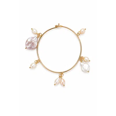 Saachi Women's White Freshwater Pearl Charm Bracelet