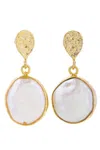 Saachi Freshwater Pearl Full Moon Dangle Earrings In Gold