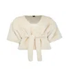 Saachi Women's White Fur Tie Front Short Ivory Kimono In Neutral