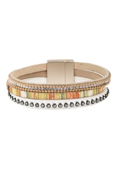 Saachi Women's White Gemma Leather Bracelet In Multi