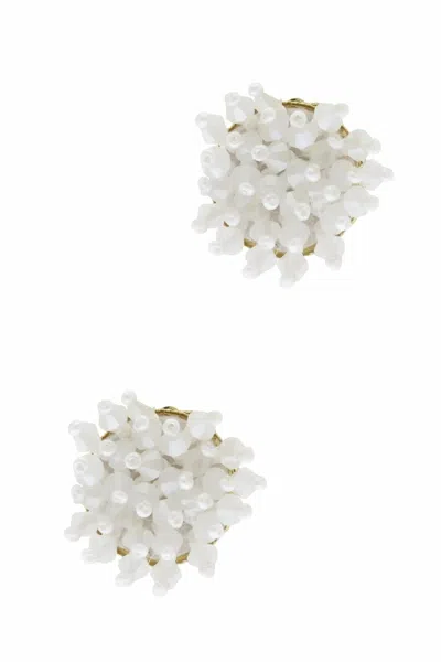 Saachi Women's White Glass Bead Cluster Stud Earrings