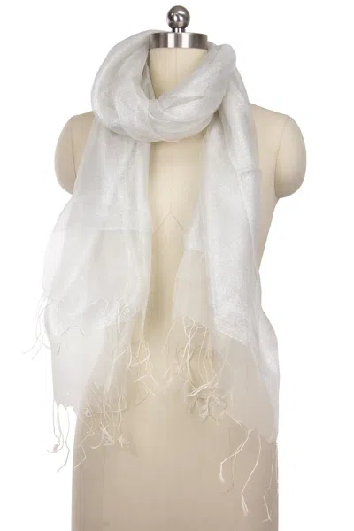 SAACHI WOMEN'S WHITE GLITZY YET SO CLASSY SILK SCARF