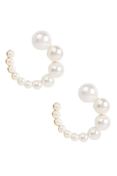 Saachi Women's White Half Pearl Earring