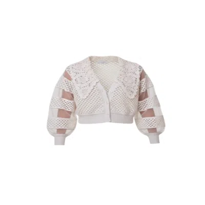 Saachi Crochet Cardigan In Ivory