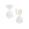 Saachi Women's White Heart Pearl Drop Dangle Earrings