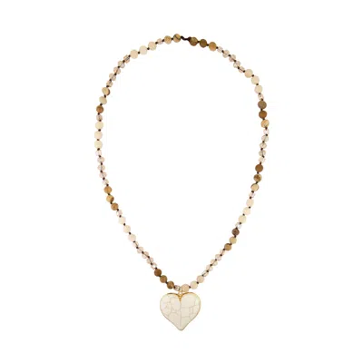 Saachi 35. Heart Stone Beaded Necklace In Brown