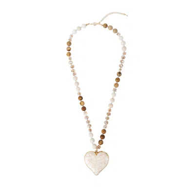 Saachi Heart Stone Short Necklace In Multi