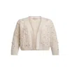 Saachi Women's White Holiday Ivory Cardigan Pearl Knit In White