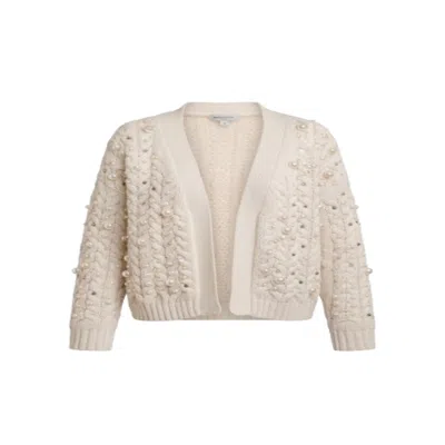 Saachi Women's White Holiday Ivory Cardigan Pearl Knit