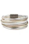 Saachi Women's White Jolie Metallic Leather Bracelet In White