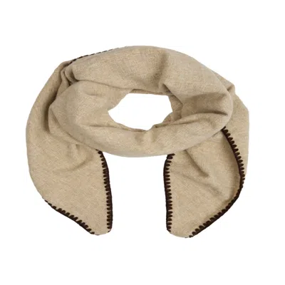 Saachi Women's White Knitted Triangle Ivory Shawl Wrap In Blue