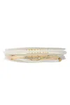 Saachi Women's White Leather Golden Arrow Bracelet