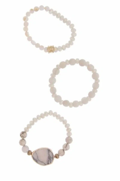Saachi Women's White Marble Bracelet Set