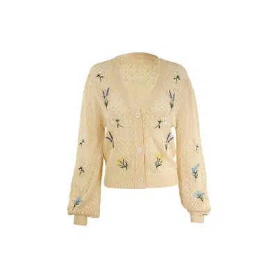 Saachi Women's White Meadow Bloom Cardigan In Neutral