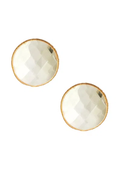 Saachi Women's White Mini Gemstone Round Stud Earrings