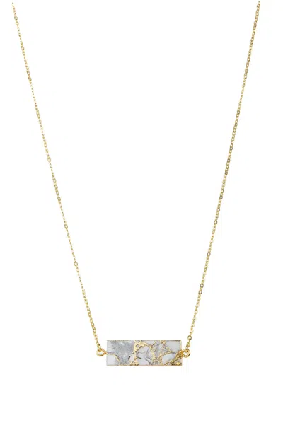 Saachi Women's White Mojave Rectangle Stone Pendant Necklace