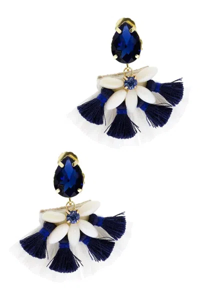 Saachi Women's White Multi Tassel Fiesta Earrings