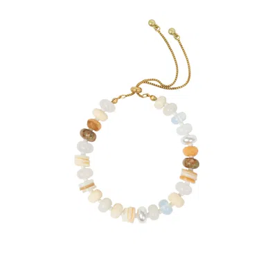 Saachi Women's White Multicolor Beaded Natural Bracelet In Gray